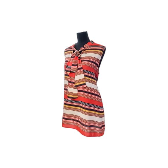 Ann Taylor LOFT Multicolor Striped Tie-Neck Blouse XL - Picture 2 of 8